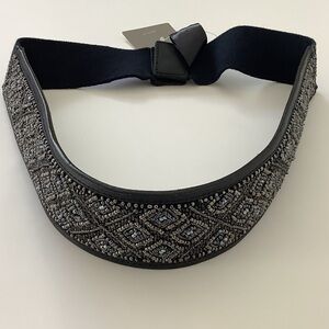 Anthropologie Elegant Beaded Jasper & Jeera Leather Belt Whimsical Boho Casual